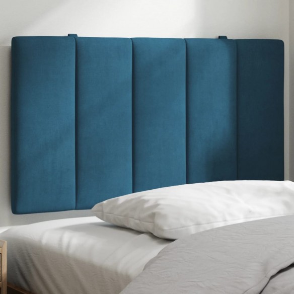 Coussin de tête de lit bleu 90 cm velours