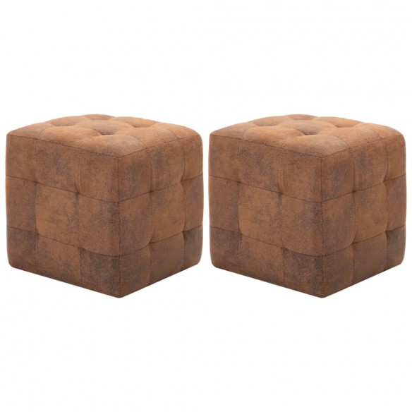 2 pcs Poufs Marron 30 x 30 x 30 cm Similicuir daim