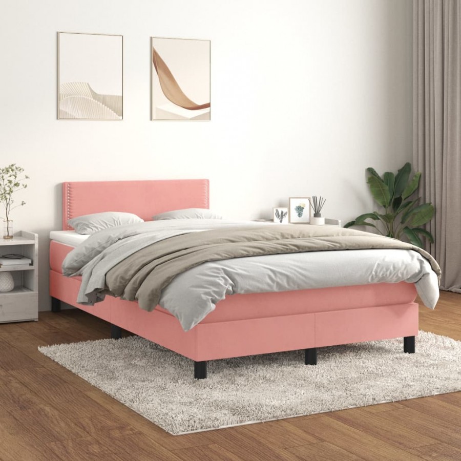 Cadre de lit avec matelas Rose 120x200 cm Velours