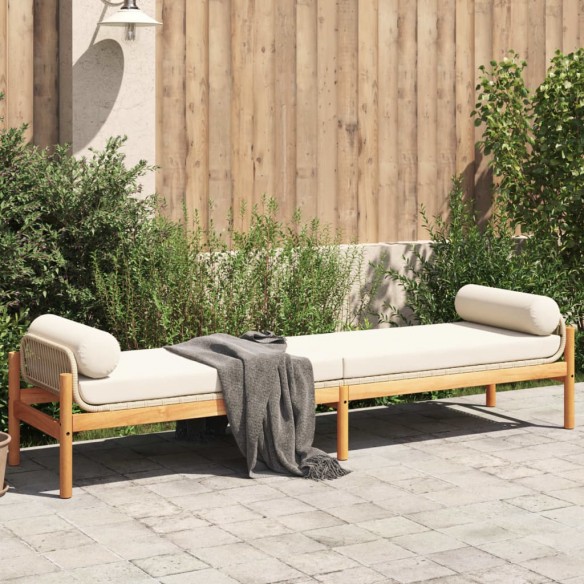 Banc de jardin avec coussin beige résine tressée acacia