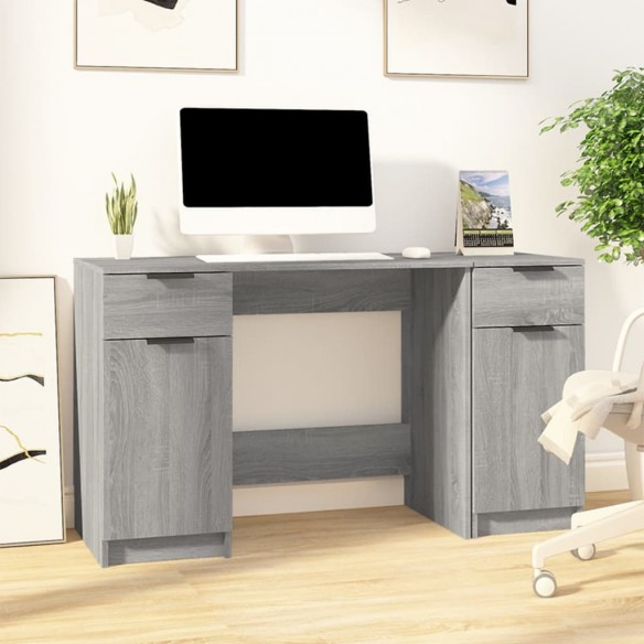 Bureau avec armoire latérale Sonoma gris Bois d'ingénierie