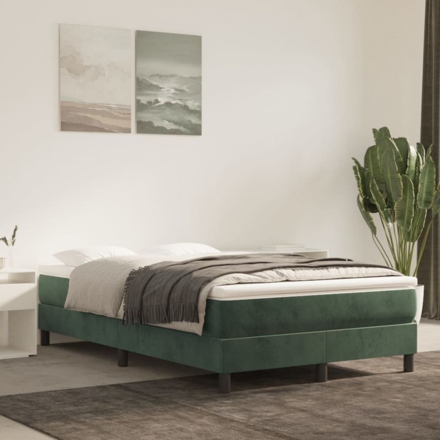 Cadre de lit et matelas Vert foncé 120x200cm Velours