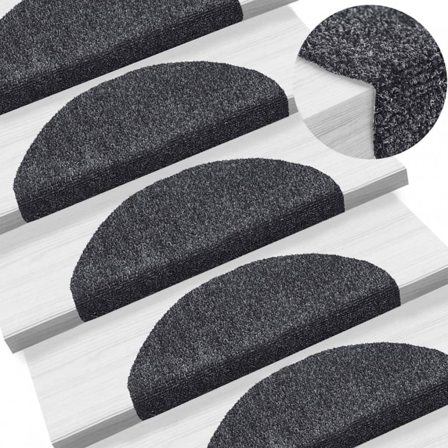 Tapis autoadhésifs de marches 5 pcs Gris foncé 65x21x4 cm