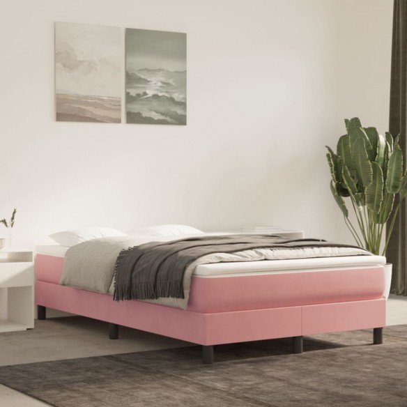 Cadre de lit avec matelas Rose 120x200 cm Velours