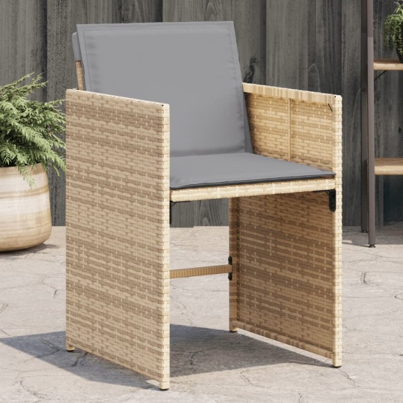 Chaises de jardin avec coussins lot de 4 mélange beige