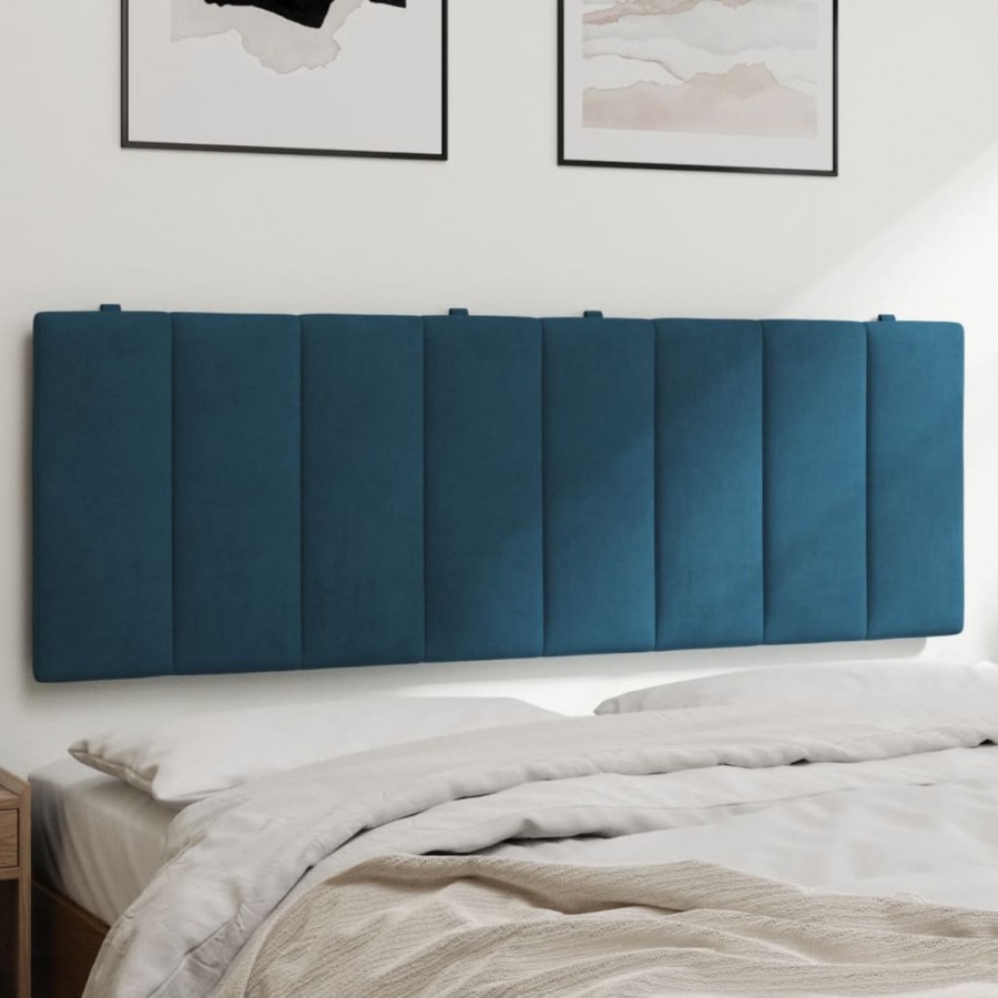 Coussin de tête de lit bleu 120 cm velours