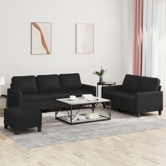 Ensemble de canapés 3 pcs avec coussins Noir Similicuir