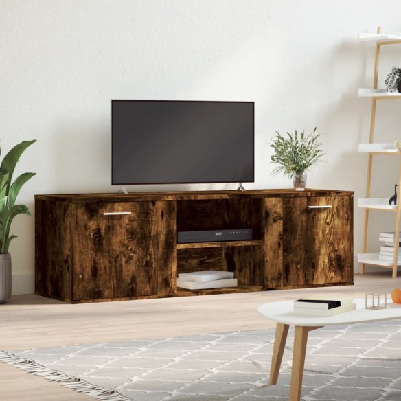 Meuble TV chêne fumé 120x34x37 cm bois d'ingénierie