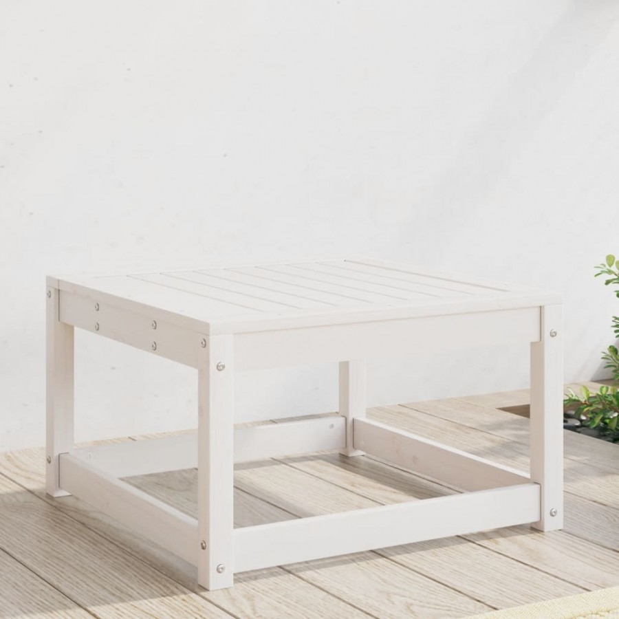 Repose-pied de jardin blanc bois de pin massif