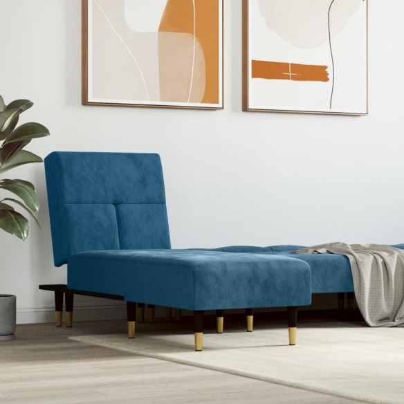 Chaise longue bleu velours