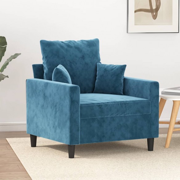 Fauteuil Bleu 60 cm Velours