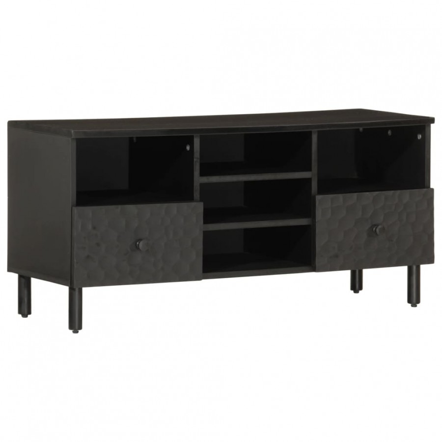 Meuble TV noir 100x33x46 cm bois massif de manguier