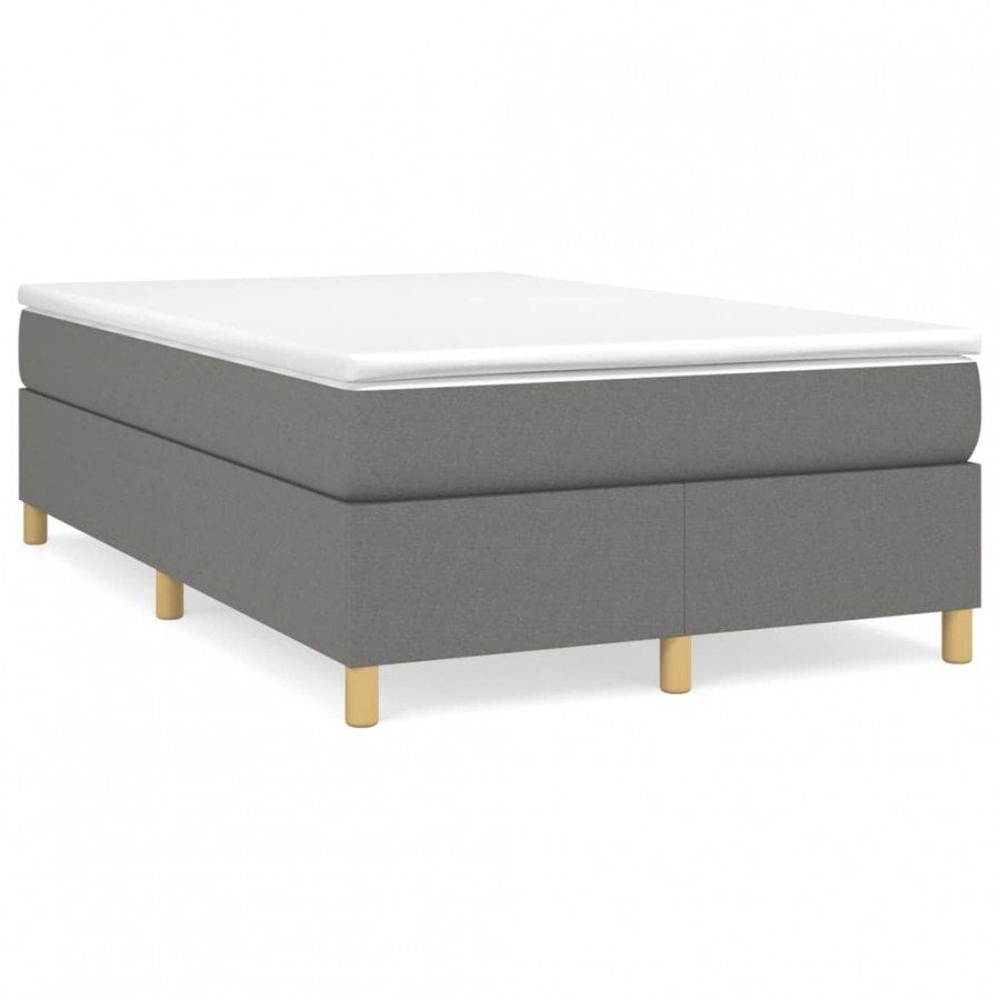 Cadre de lit avec matelas gris foncé 120x190cm tissu