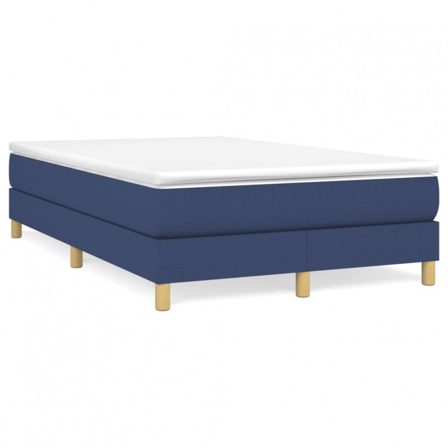 Cadre de lit avec matelas bleu 120x190 cm tissu