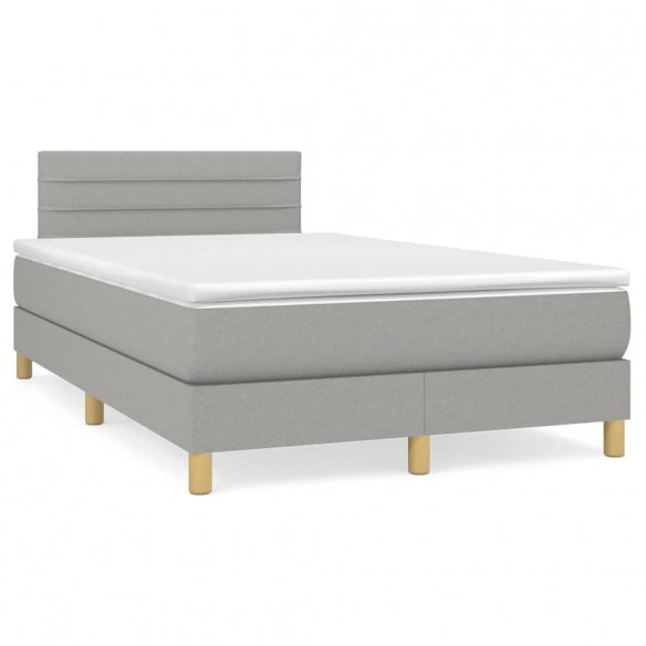 Cadre de lit matelas LED gris clair 120x190 cm tissu