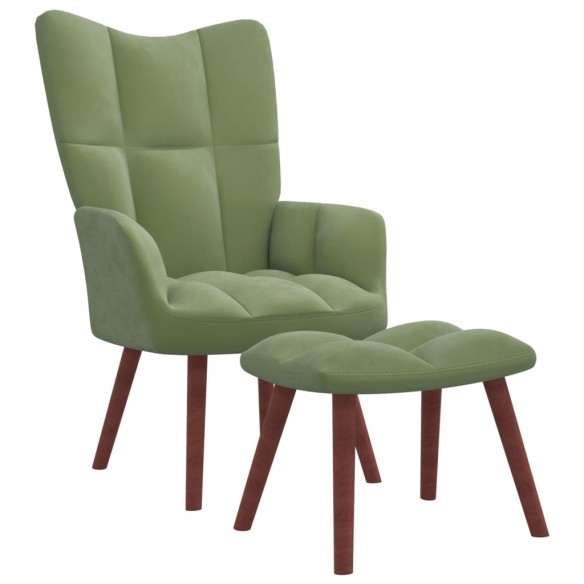 Chaise de relaxation avec repose-pied Vert clair Velours