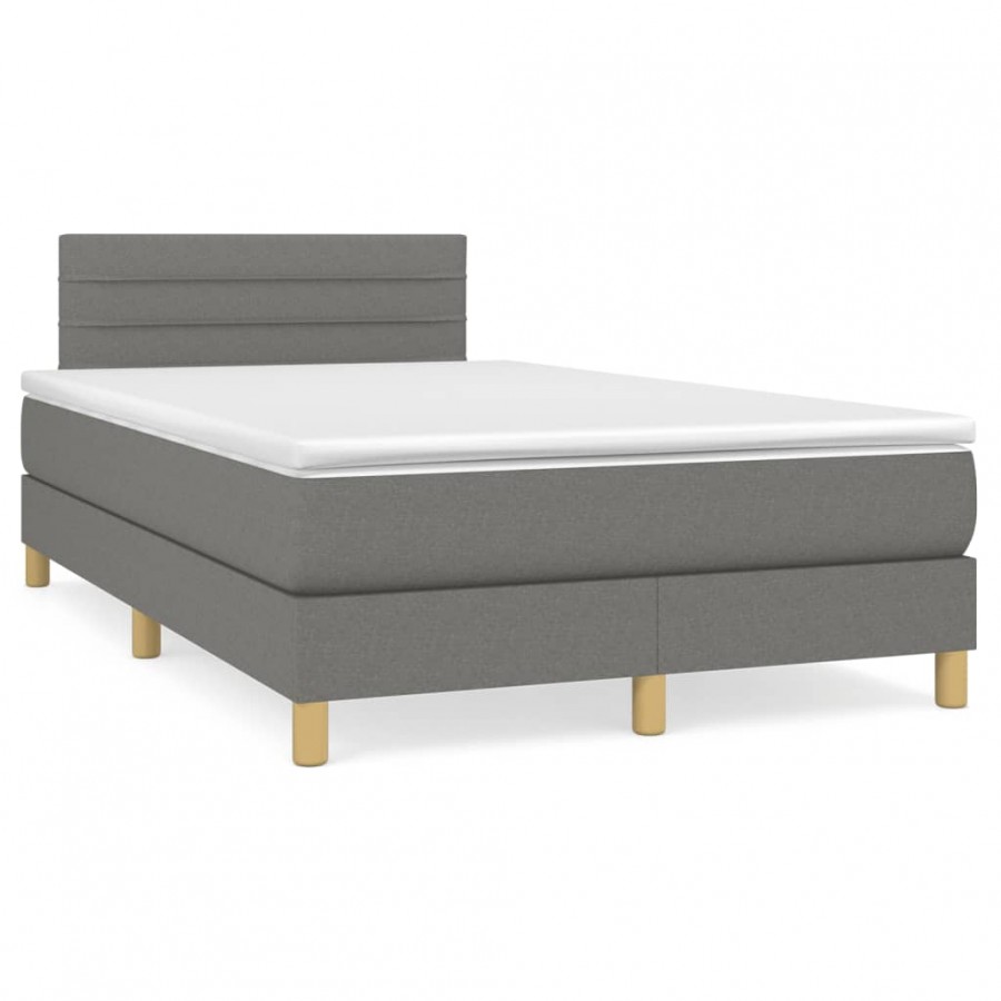 Cadre de lit matelas LED gris foncé 120x190 cm tissu