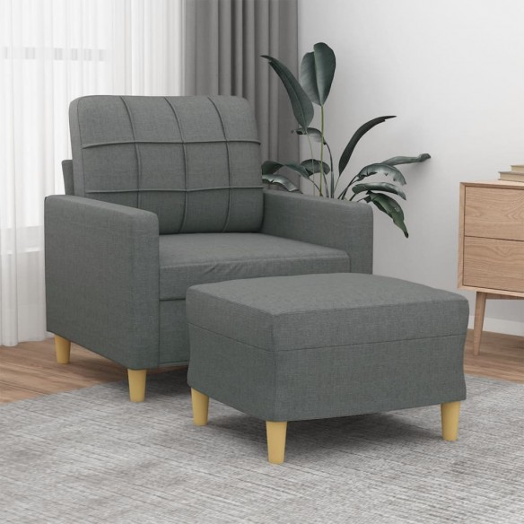 Fauteuil avec repose-pied Gris foncé 60 cm Tissu