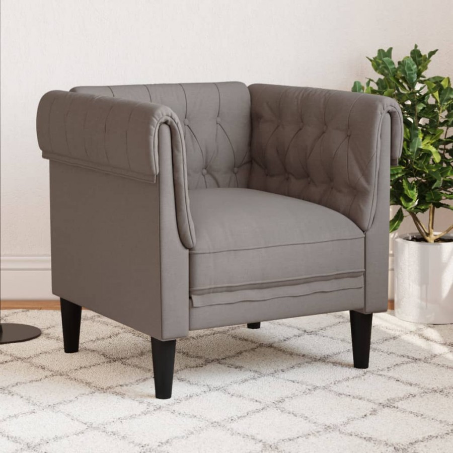 Fauteuil Chesterfield taupe tissu