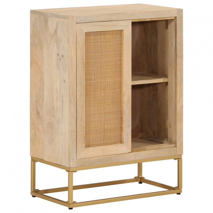 Buffet noir 55x30x76 cm bois massif de manguier et fer