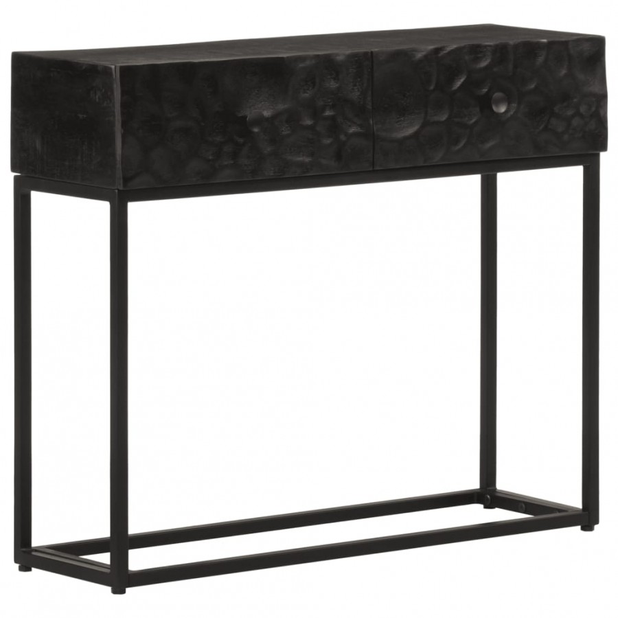 Table console noir 90x30x76 cm bois massif de manguier et fer