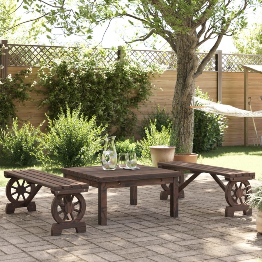 Bancs de jardin 2 pcs bois de sapin massif