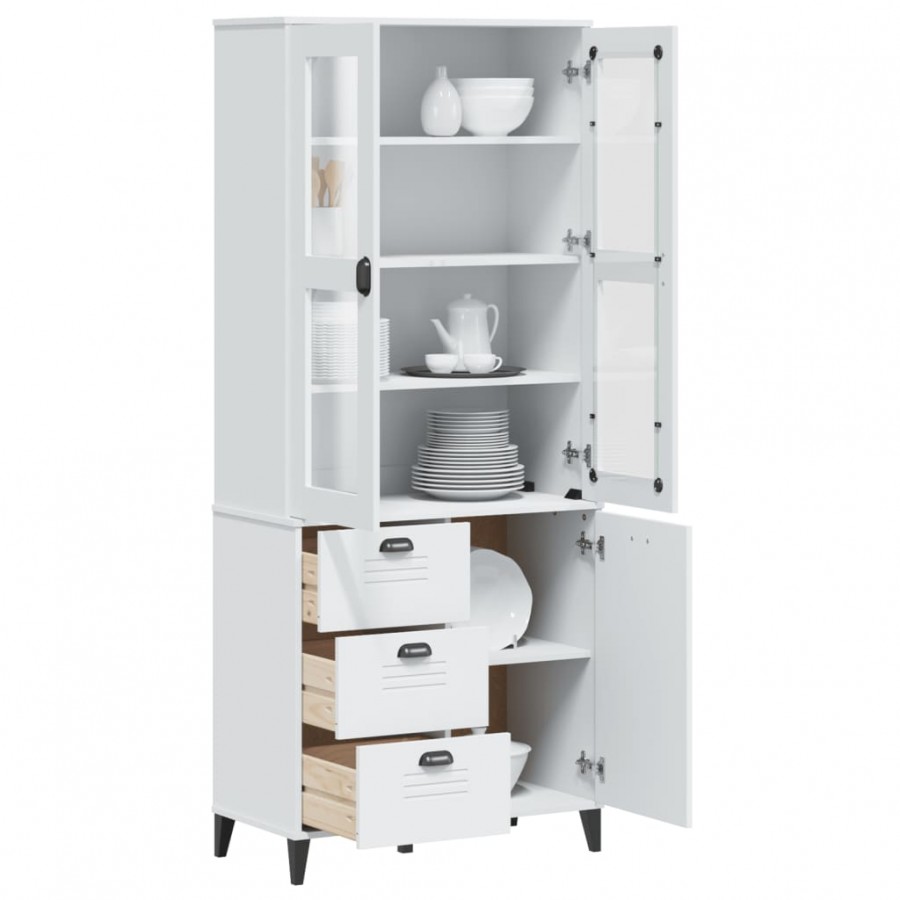 Buffet VIKEN blanc 80x40x190 cm bois massif de pin