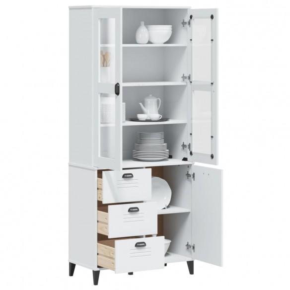 Buffet VIKEN blanc 80x40x190 cm bois massif de pin