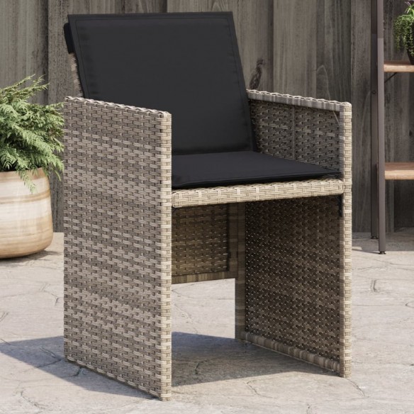 Chaises de jardin avec coussins 4 pcs gris clair résine tressée