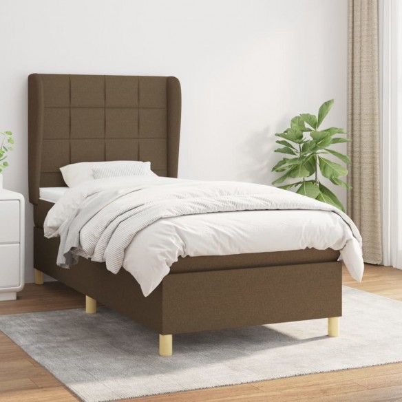 Cadre de lit avec matelas Marron foncé 100x200 cm