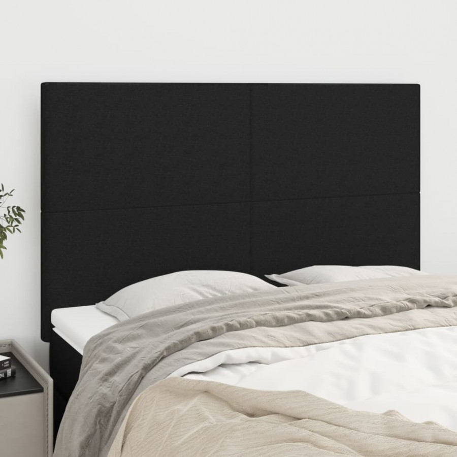 Têtes de lit 4 pcs Noir 72x5x78/88 cm Tissu