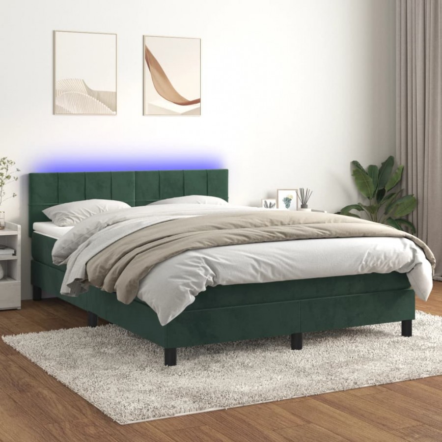 Cadre de lit avec matelas LED Vert foncé 140x200 cm