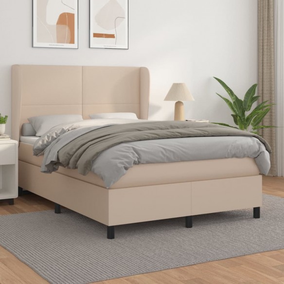 Cadre de lit avec matelas Cappuccino 140x190 cm