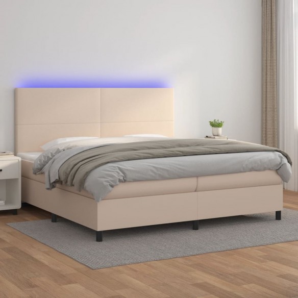 Cadre de lit avec matelas LED Cappuccino 200x200 cm