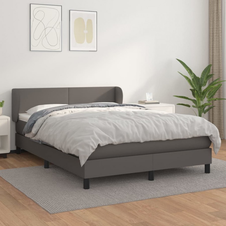 Cadre de lit avec matelas Gris 140x200 cm Similicuir