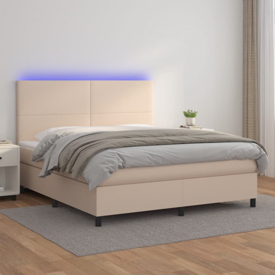 Cadre de lit avec matelas LED Cappuccino 160x200 cm