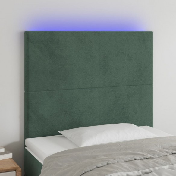 Tête de lit à LED Vert foncé 80x5x118/128 cm Velours