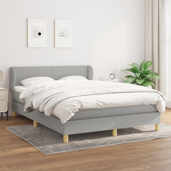 Cadre de lit avec matelas Gris clair 140x190cm Tissu