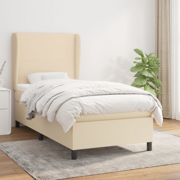 Cadre de lit avec matelas Crème 80x200 cm Tissu