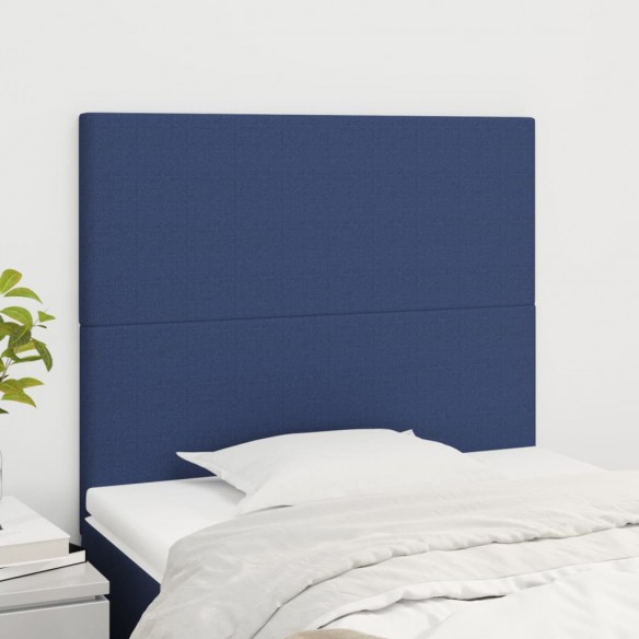 Têtes de lit 2 pcs Bleu 100x5x78/88 cm Tissu