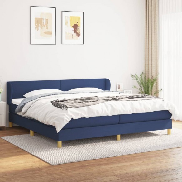 Cadre de lit avec matelas Bleu 200x200 cm Tissu