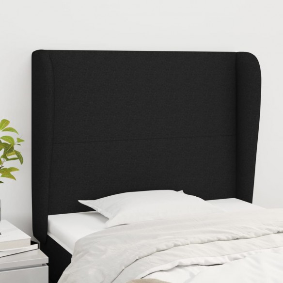 Tête de lit avec oreilles Noir 83x23x118/128 cm Tissu