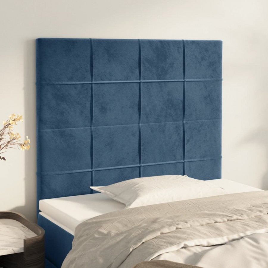 Têtes de lit 2 pcs Bleu foncé 90x5x78/88 cm Velours