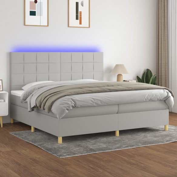 Cadre de lit matelas et LED Gris clair 200x200 cm