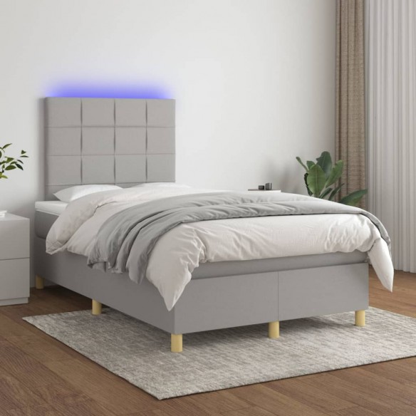 Cadre de lit matelas et LED Gris clair 120x200 cm