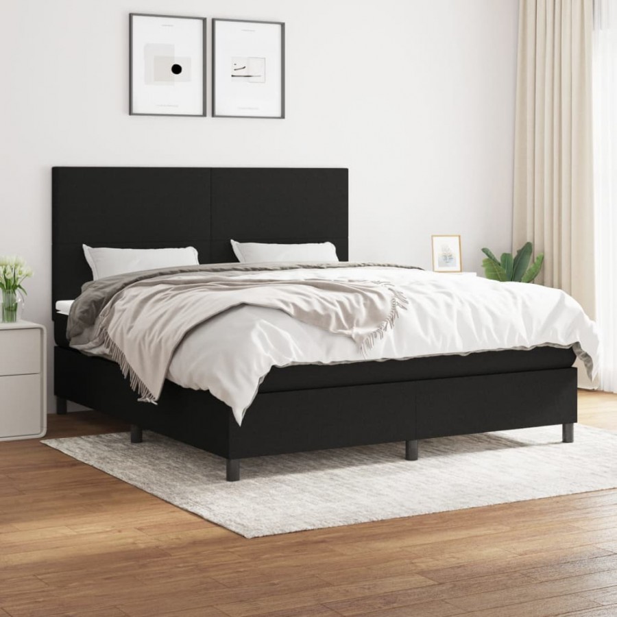 Cadre de lit avec matelas Noir 160x200 cm Tissu