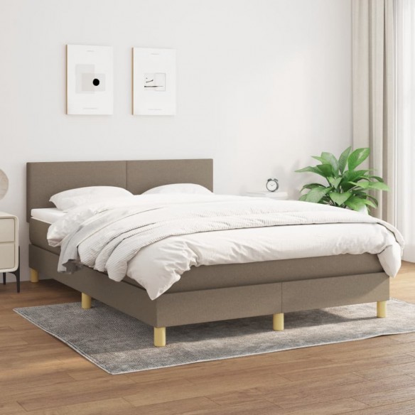 Cadre de lit avec matelas Taupe 140x190 cm Tissu