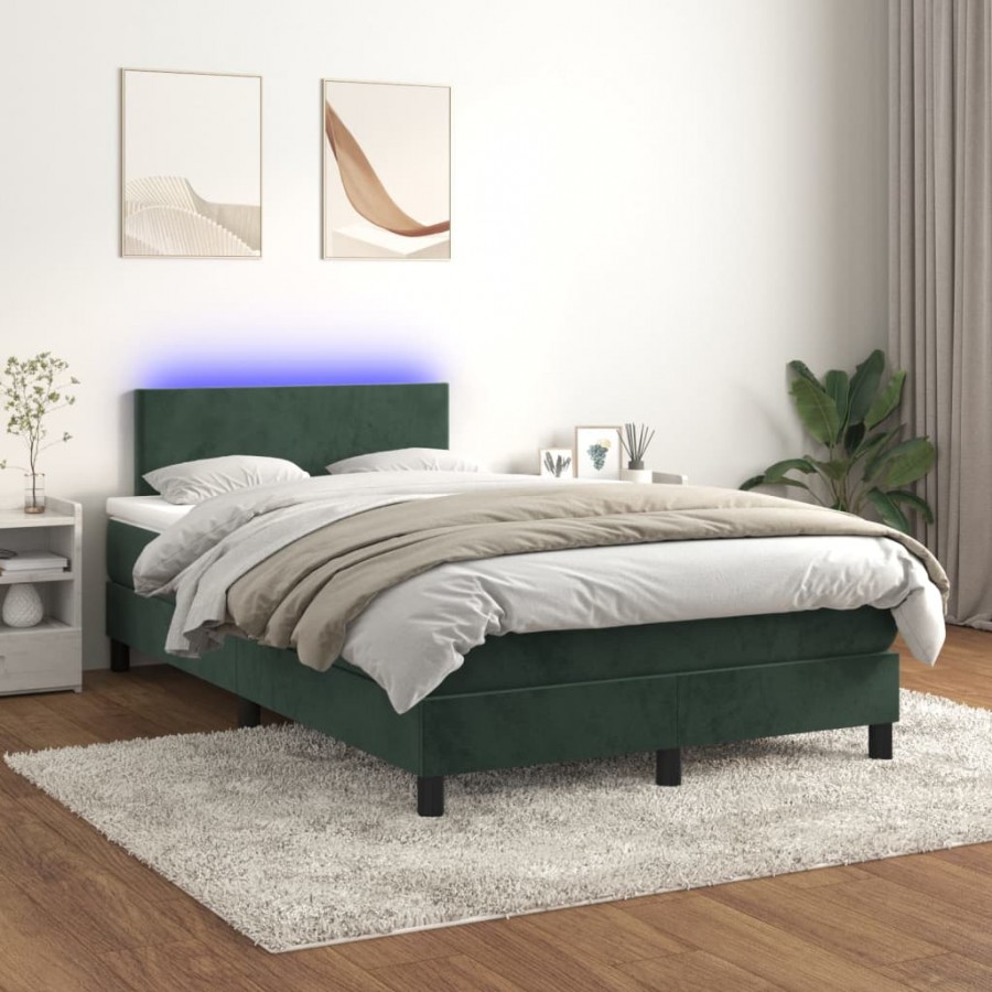 Cadre de lit avec matelas LED Vert foncé 120x200 cm