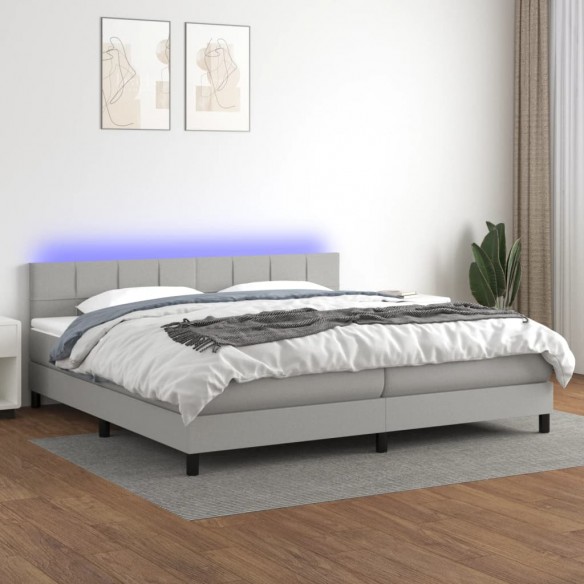 Cadre de lit matelas LED Gris clair 200x200 cm Tissu