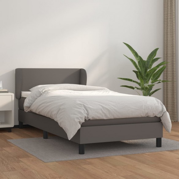 Cadre de lit avec matelas Gris 90x190 cm Similicuir